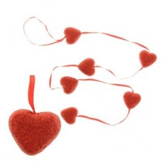 Сердце сувенирное гирлянда блёстка d=3 см (6 сердец), красный